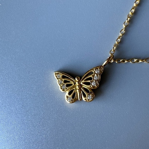 14k Gold Butterfly Necklace - Picture 8 of 11